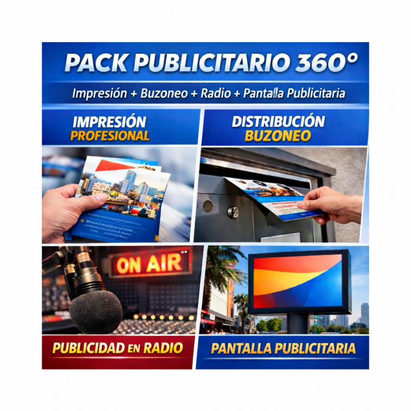 Pax  360º impresión +buzoneo +radio +pantalla publicitaria